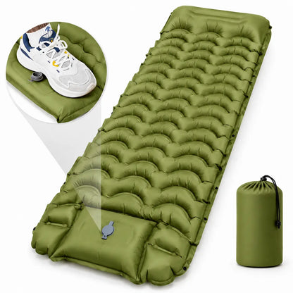 5” Inflatable Camping Sleeping Pad with Pillow – Ultralight & Compact for Hiking and Travel