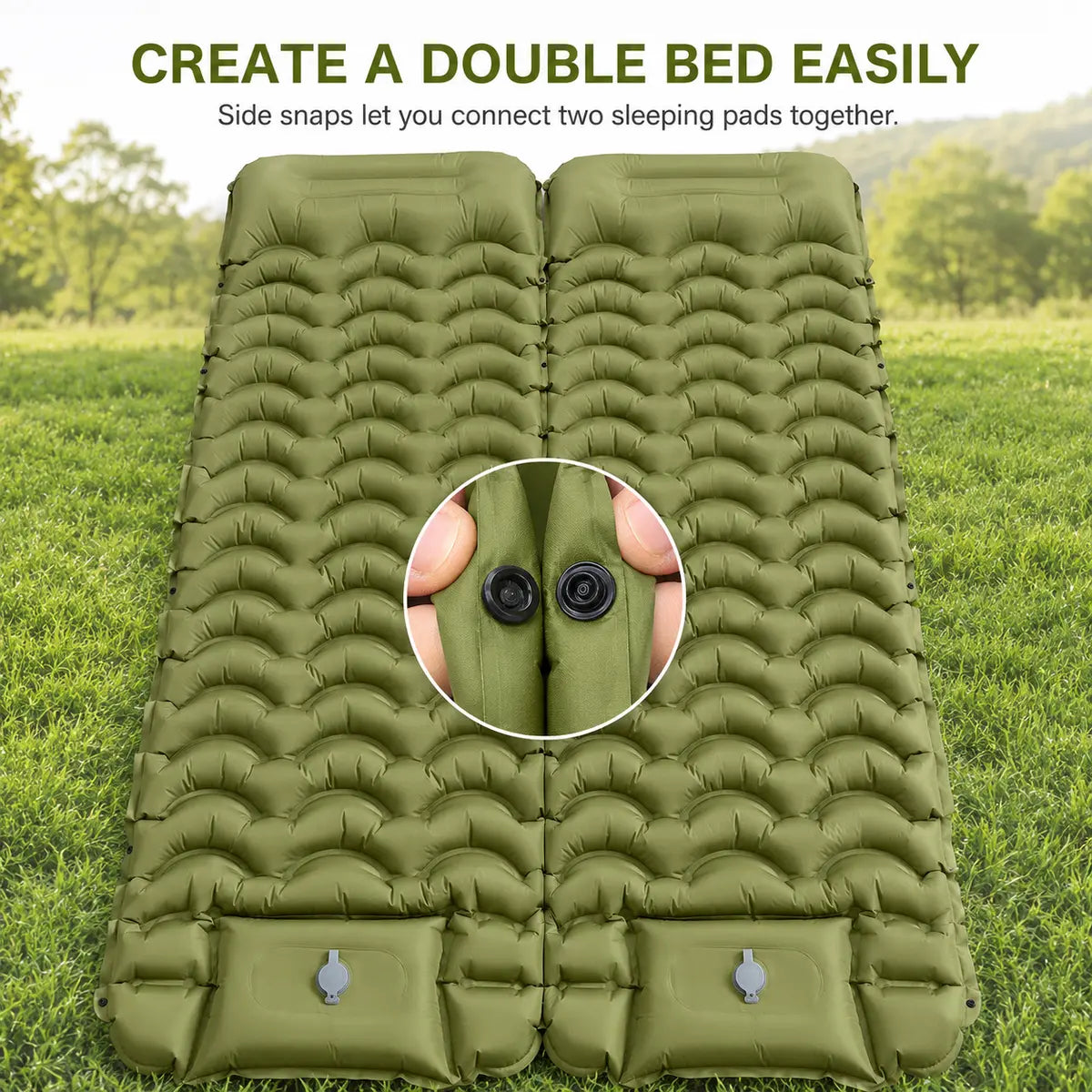 5” Inflatable Camping Sleeping Pad with Pillow – Ultralight & Compact for Hiking and Travel