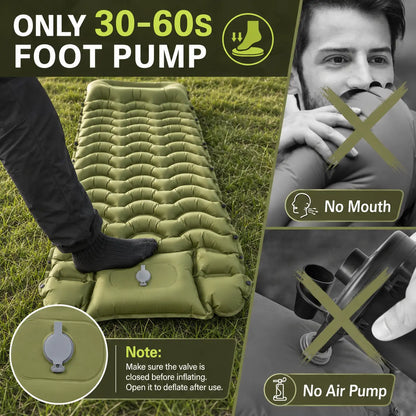 5” Inflatable Camping Sleeping Pad with Pillow – Ultralight & Compact for Hiking and Travel