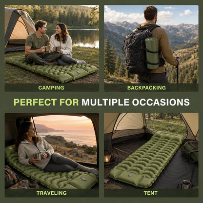 5” Inflatable Camping Sleeping Pad with Pillow – Ultralight & Compact for Hiking and Travel